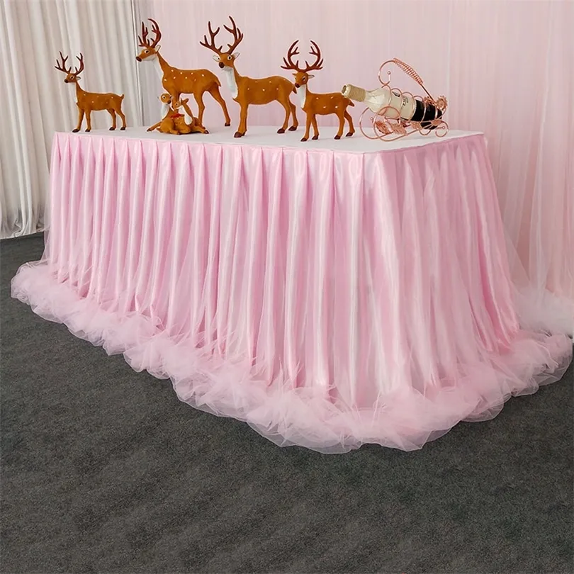 Chiffon Organza Wedding Table Kjol för bordduk Fest bröllop födelsedagsfest baby shower bankett dekoration bord kjol 201320z