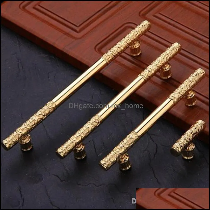 single hole 96 128 160 192mm handle fashion luxury creative K gold wardrobe kitchen cabinet door handles solid cupboard drawer pull