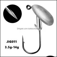 20Pcs Lot 3.5G-14G Jig011 Blood Slot Hook High Carbon Steel Barbed Lead Head Bkb Fishing Hooks Pesca Tackle Accessories Wh-039 Drop Delivery