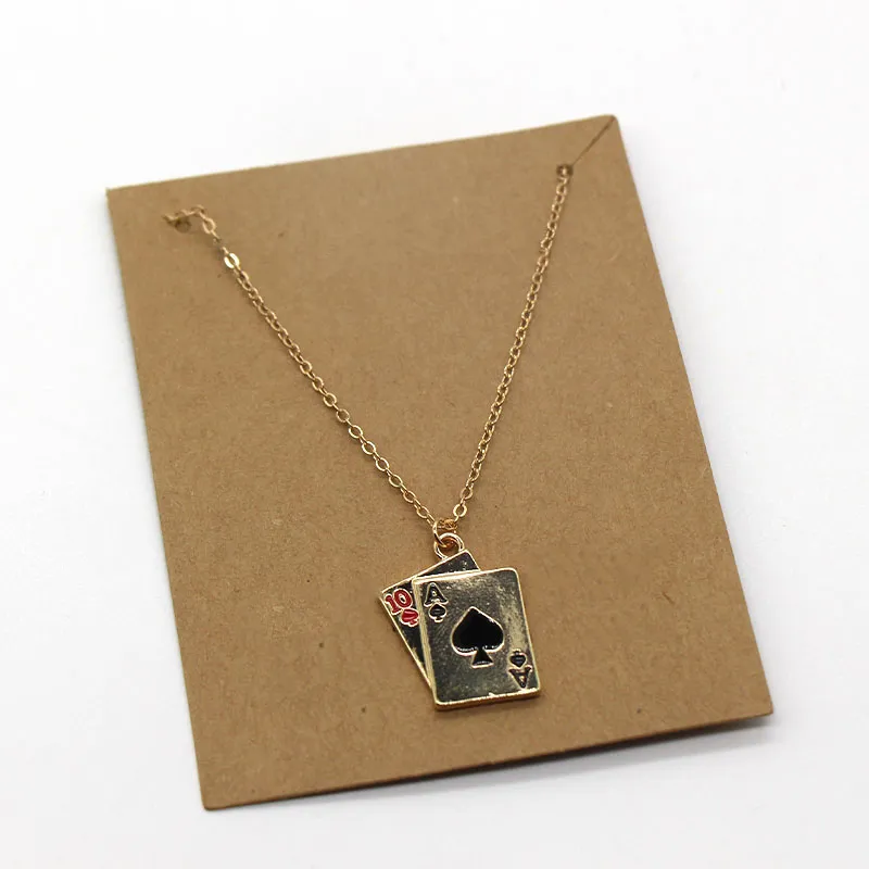 Charm Creative original niche design Playing Cards Ace of Spades Necklace Graphic Copper Chain Alloy Pendant