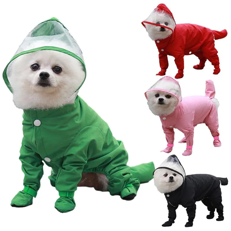 ملابس الكلاب Pet Rainproof سترة مقاومة للماء ملابس للكلاب الصغيرة جرو ملابس المطر مع أحذية Chihuahua phemsuit clothingdog