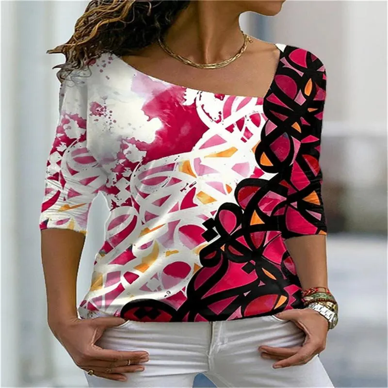Abbigliamento da palestra Traspirante Slim Donna Sublimazione Retro scollo a V Modello di stampa 3D di alta qualità T-shirt Top Fashion