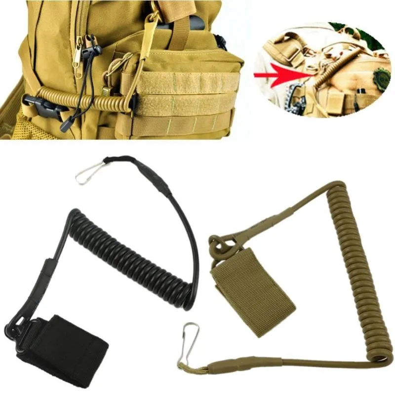 Professional Hand Tool Sets Coil Sling Rope Lanyard Molle Elastic Hunt Pistol Belt Backpack Gun Handgun Shooting Military Bag Spring StrapPr