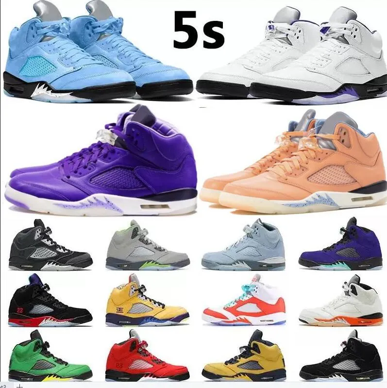 With Box Jumpman 5s UNC 농구화 5 Men Raging Bull TOP 3 블랙 메탈릭 파이어 레드 하이퍼 로얄 What The Bluebird Oregon Michigan 아웃도어 스포츠 스니커즈 US 7-13