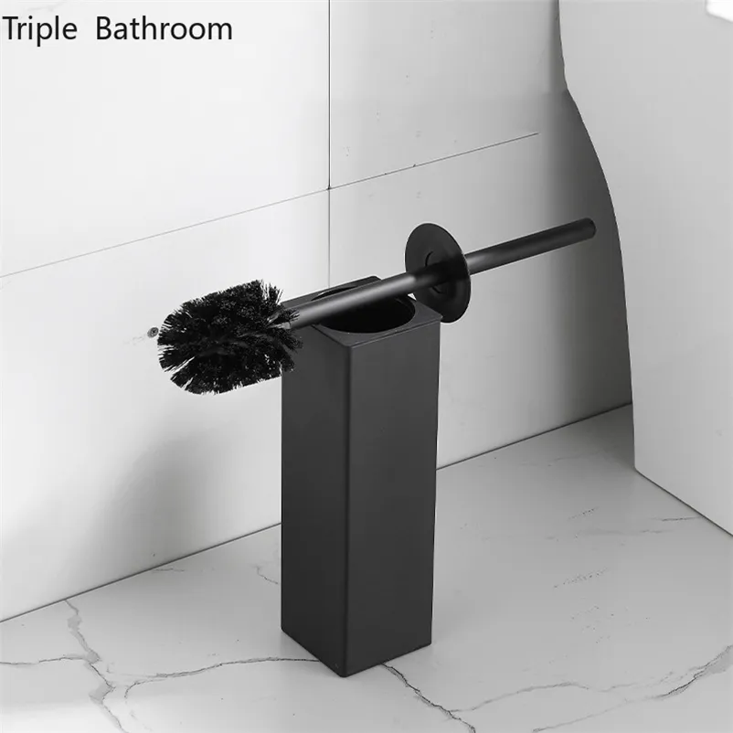 Square Round Space Aluminum Toilet Brush Floor-standing with Base Soft Fur Cleaning Brushes Bathroom Accessories Clean Tool 220624