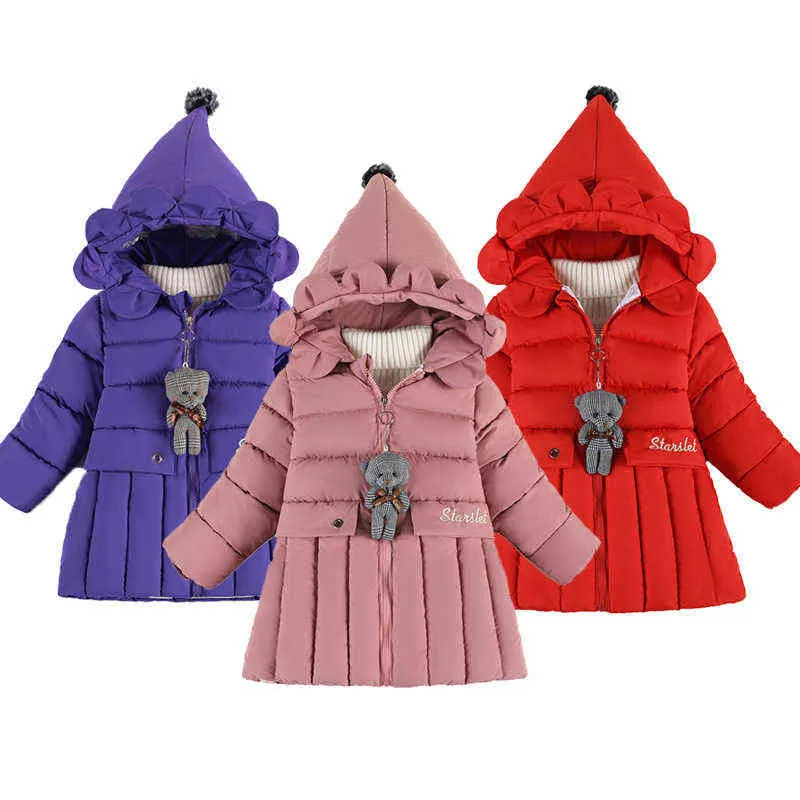 Джакеки для девочек для детей мультипликационные жакеты на молнии 2022 Осенние девочки теплые капюшки с капюшонами зимние рождественские дети верхняя одежда J220718