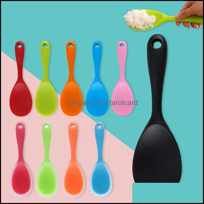 Creative silicone kitchen tools High temperature resistance electric rice cooker rice spoon one-piece Don`t hurt pot rice scoop