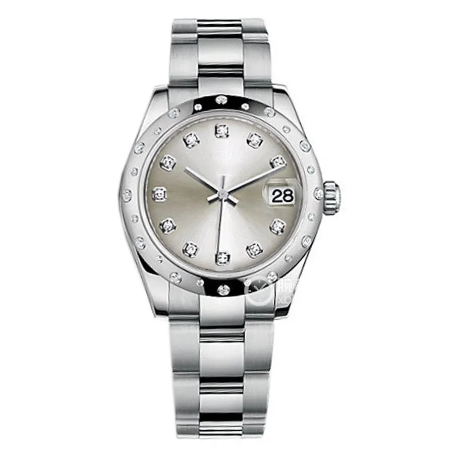 Hochwertige asiatische Uhr 2813 Sport automatische mechanische Armbanduhr Datejust 31 mm Silber Diamant Zifferblatt M178344 Edelstahl Material Luxus Damenuhren