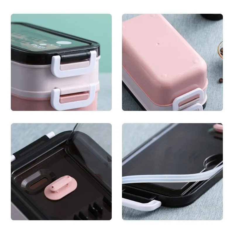 Lunch Box ABS Bento Boxes For School Kids Office Worker 2layers Microwae Heating Lunch Container Food Storage