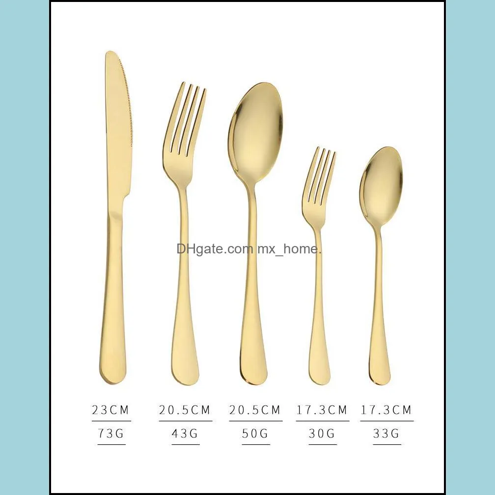 Gold silver stainless steel flatware set food grade silverware cutlery set utensils include knife fork spoon