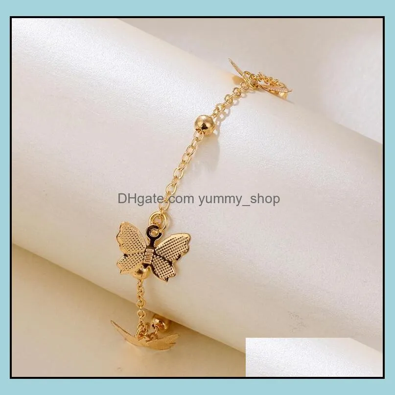 Temperament Hollow Butterfly Anklets Fashion Foot Chain Gold Silver Beach Anklet For Women Jewelry