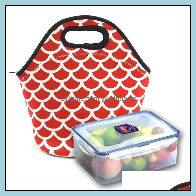 sublimation blanks reusable neoprene tote party favor bag handbag insulated soft lunch bags with zipper design for work & school