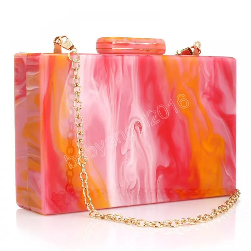 Акриловая сумка сцепления женская коробка вечерняя сумка дизайнерские роскошные кошельки и сумочки Смешанные цвета вечеринка на плечах сумки мраморные сцепления