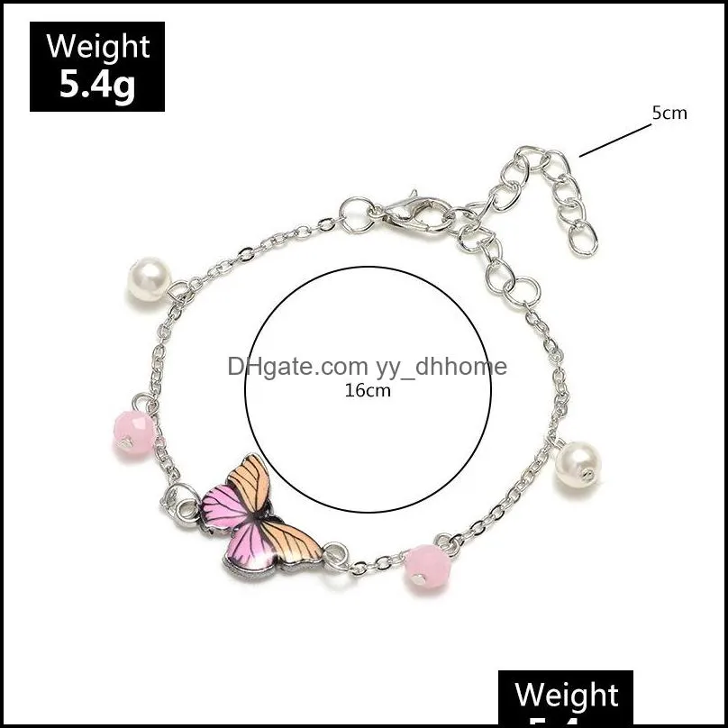 link, chain creative simple fashion sweet epoxy butterfly pendant bracelet women`s jewelry prom valentine`s day gift wholesale