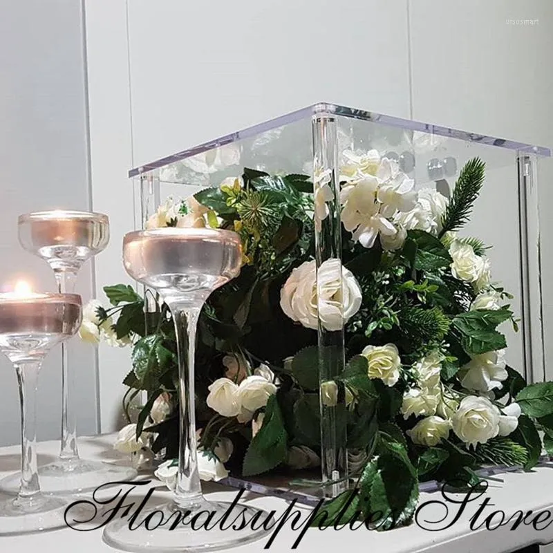 Feestdecoratie 2 stks acryl bruiloft decoraties home decor mooie tafel middelpunt clear flower standaard kolom vazen ​​pilaar voor evenement