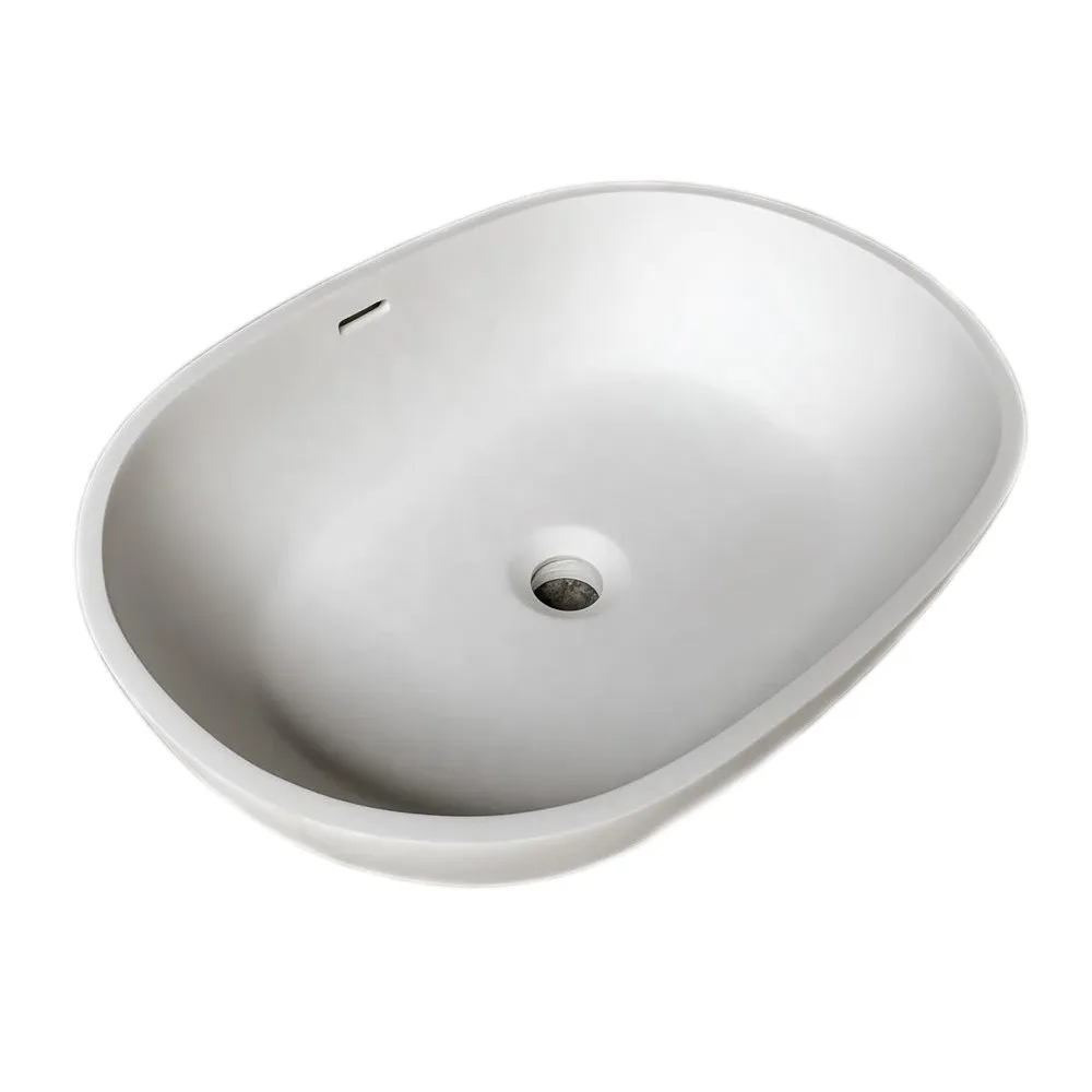 Banheiro oval bancada lavatório vestiário corian vaidade lavatório superfície sólida resina lavabo rs38388