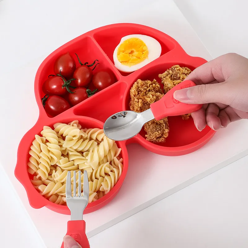 Platos Platos Tazón De Silicona Para Bebés De Grado Alimenticio Con Tenedor  Cuchara Ventosa Coche De Dibujos Animados Niños Platillo Plato Para Niños  Bebé Come Solución Vajilla ZL1177 De 10,99 €