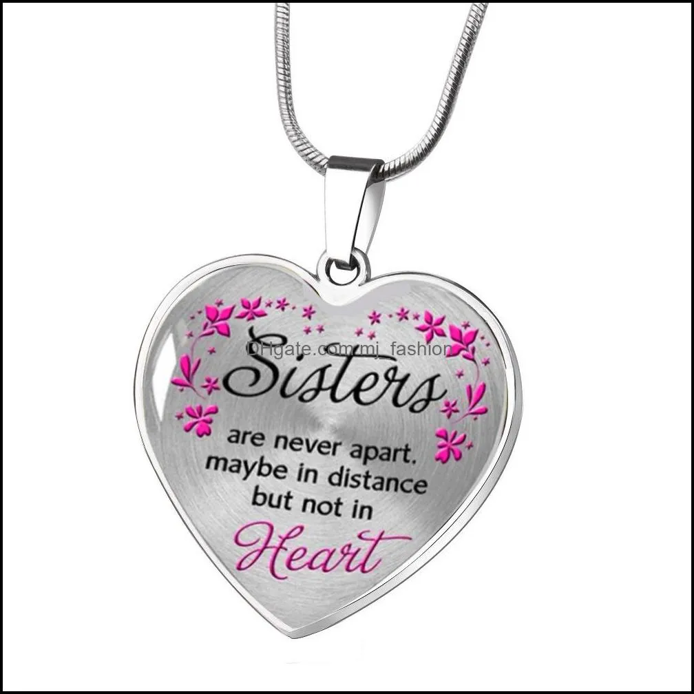 foreign trade new stainless steel necklace sister heart peach heart alloy pendant jewelry heart keychain custom