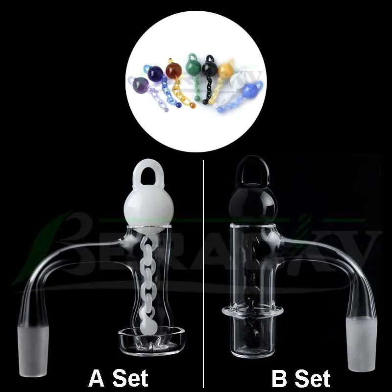 Beracky dos estilos de soldadura completa borde biselado fumar terp terp slurper cuarzo banger con cadenas de mármol de vidrio únicas 20 mmmod 10 mm de 14 mm uñas de 18 mm para plataformas de agua bongs de agua