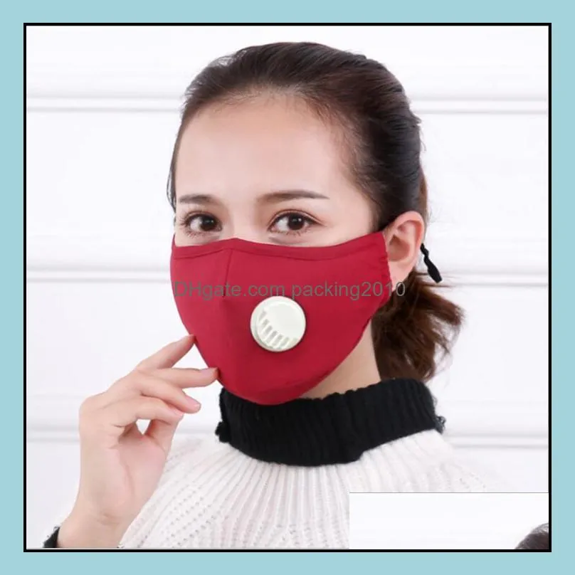 anti dust mask with valve pm2.5 breathing filters protective face mouth cotton masks respirator reusable antis fog haze adult lxl1406