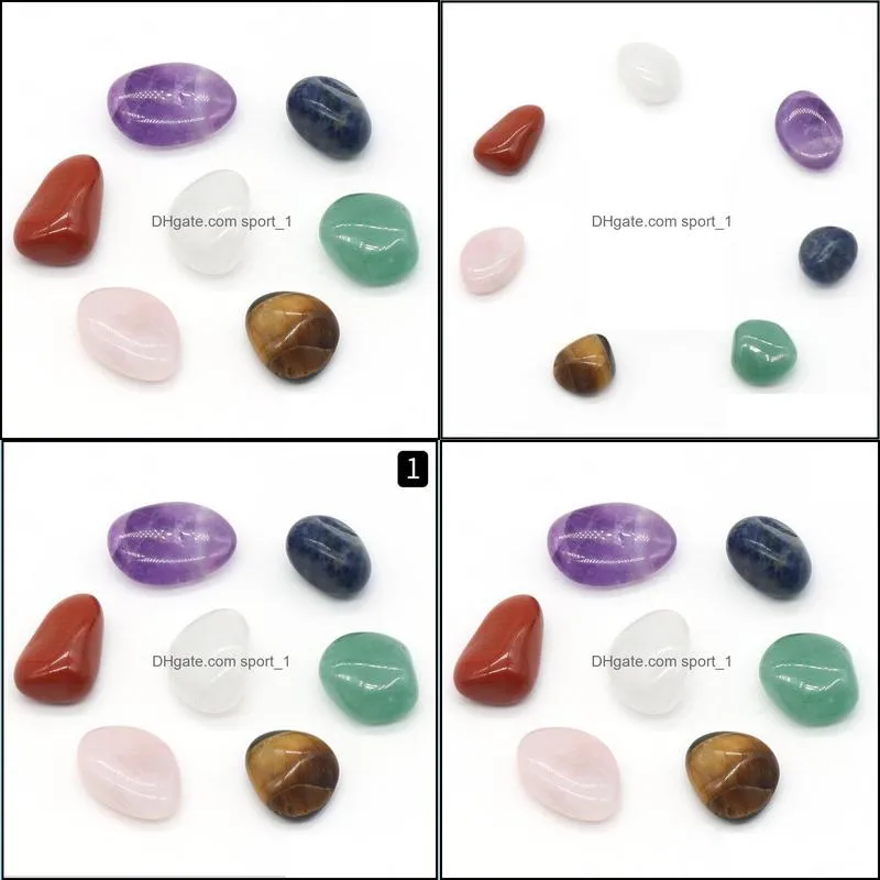 7pcs/set reiki natural stone tumbled stone irregular polishing rock quartz yoga meditation energy stone bead for chakra healing