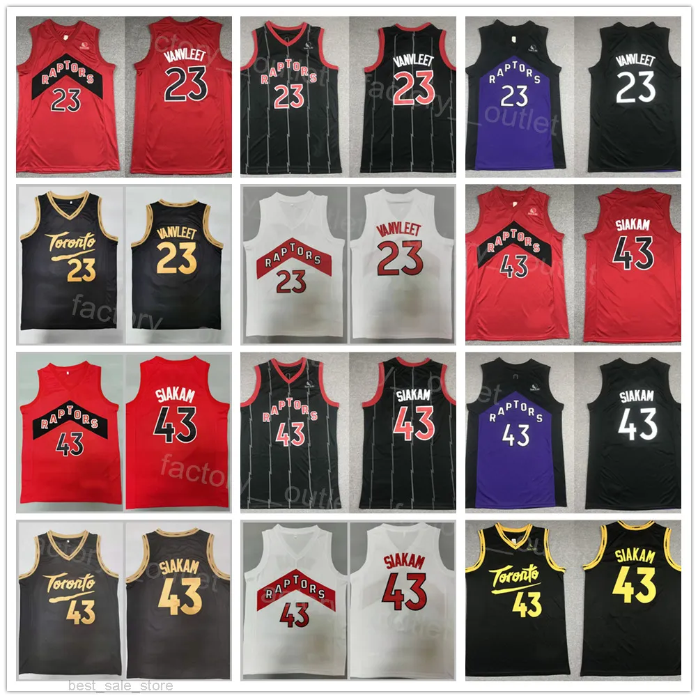 Man Basketball Pascal Siakam Jersey 43 Fred VanVleet 23 Team Black Red White Color All Stitched for Sport Fans Ademen Pure Cotton Stripe