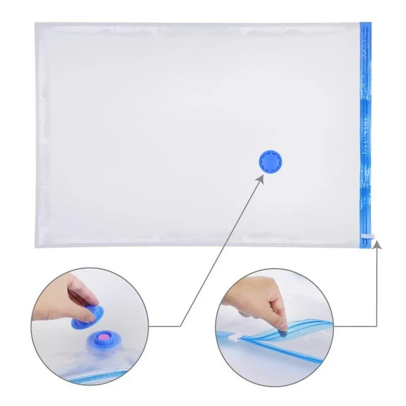 Storage Bags 5/10pcs Durable Vacuum Bag Clothes Pillow Bedding Blanket Save More Space Compression Travel Hand Pump Sealed Zipper BagStorage