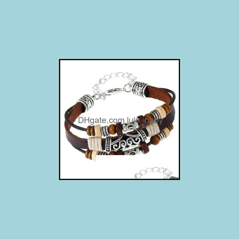 leather bracelet bangle accessories best friend jewelry gift vintage couple punk braided bracelets