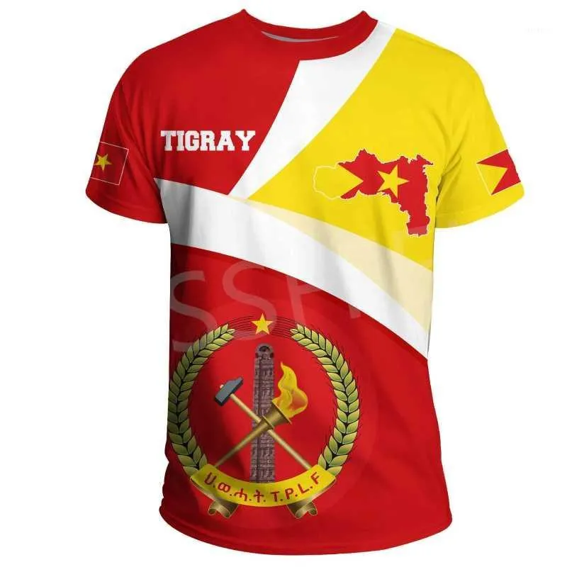 Męskie Koszulki Afryka Kraj Etiopia Tigray Flag DPrint Mężczyźni / Kobiety Lato Casual Śmieszne Tee Krótkie Rękawy Streetwear 1