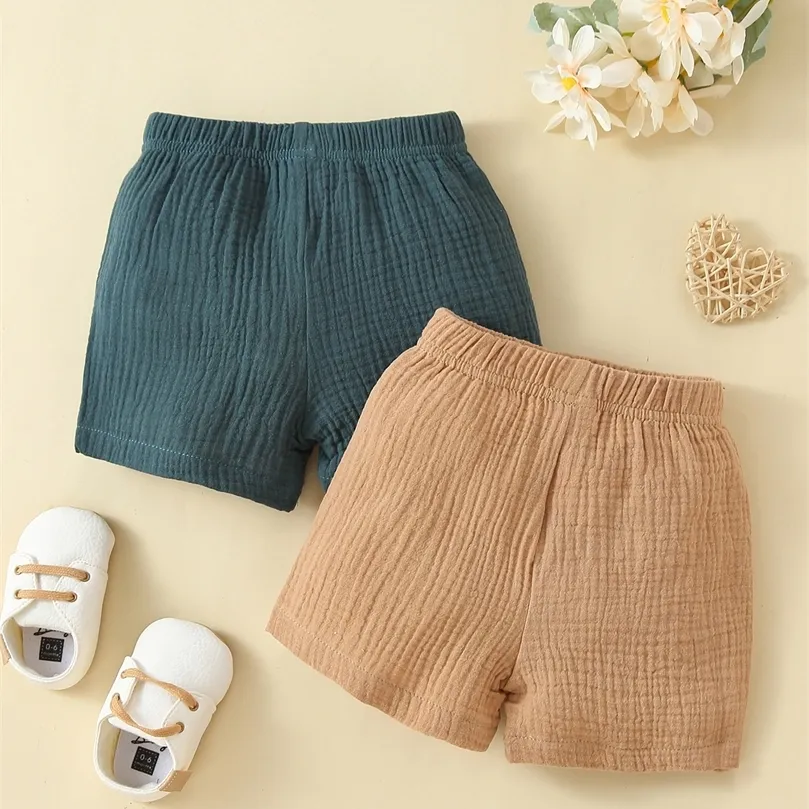 Baby 2pcs Solid Textured Shorts SHE