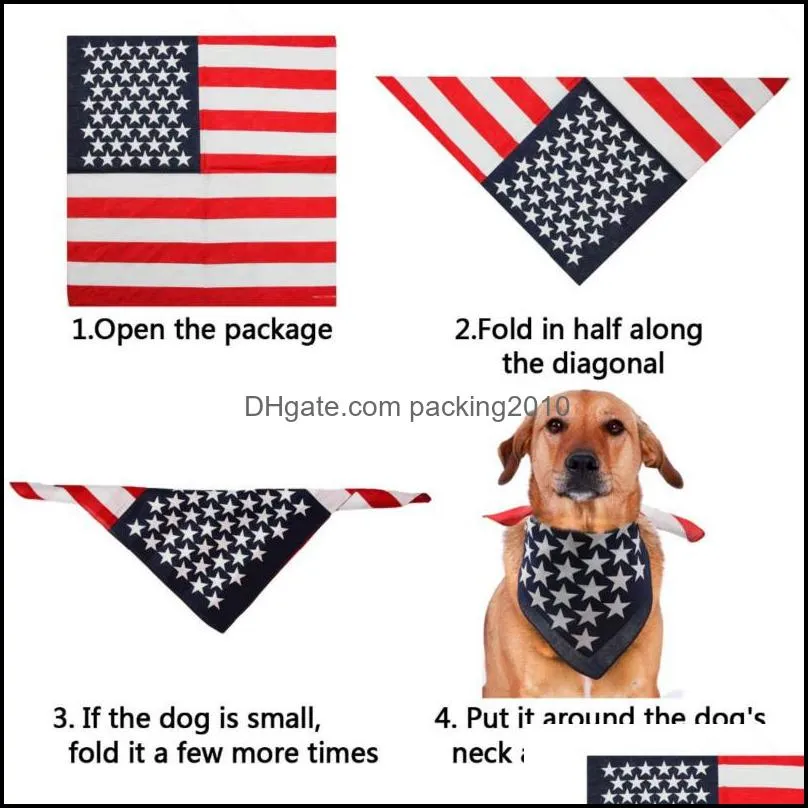 creative pet dog bib stripe star double side layer america flag collar costume saliva towel necktie