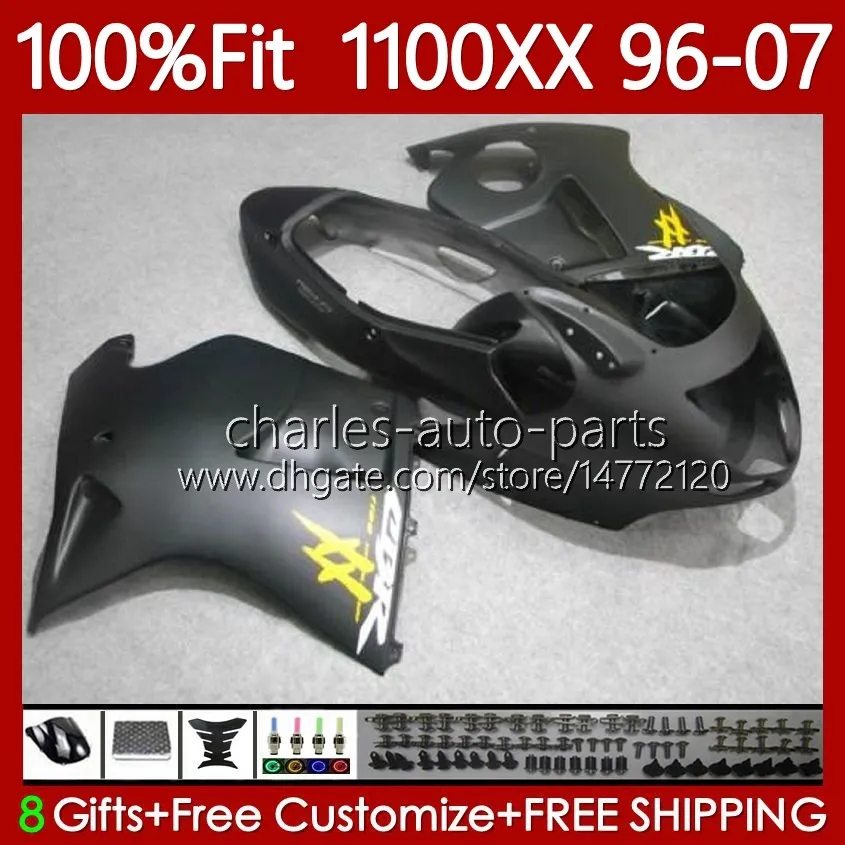 Injektionsformmissor för Honda Blackbird CBR1100 CBR 1100XX 1100 XX CC Flat Black 96-07 114NO.98 CBR1100XX 96 97 98 99 00 01 02 03 04 05 06 07 1100CC 1996 2007 Kropp