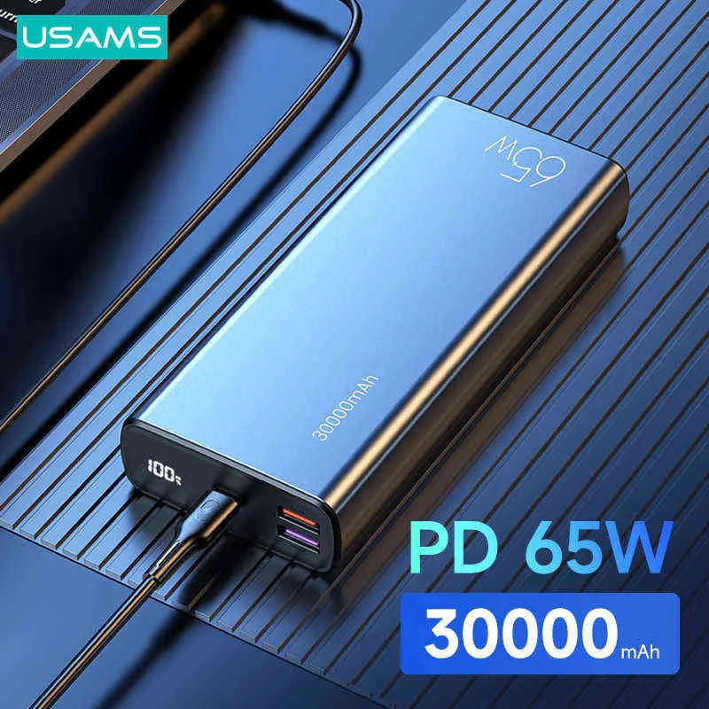 USAMS PD 65W Power Bank 30000mAh QC FCP AFC Carga Rápida Powerbank