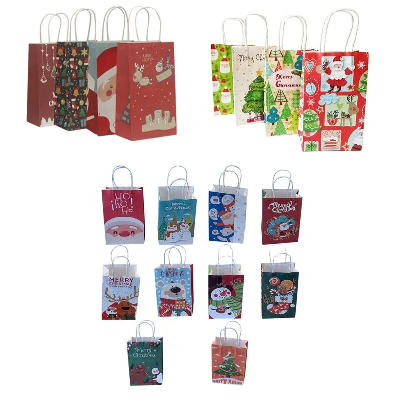 Gift Wrap 30Pcs 2022 27 21cm Christmas Series Cute Paper Bags With Handle Festival Bag Shopping BagsGift