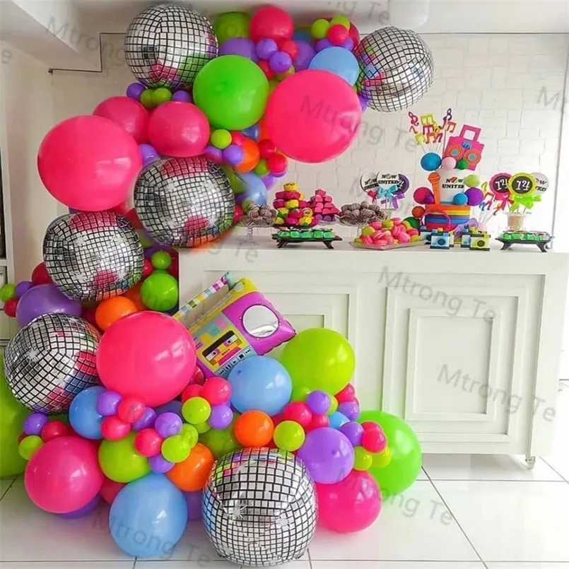 119 st tillbaka till 80 -talets 90 -talets ballong Garland Arch Disco 4D Radio Balloons Retro Party Decorations Hip Hop Rock Po Props 220531