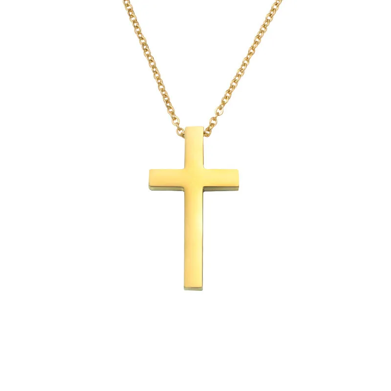 Luxurious GOld SIlver Black Titanium Steel Cross Pendant Necklace for Men Women Cross Chain Fashion Jewelry Gift