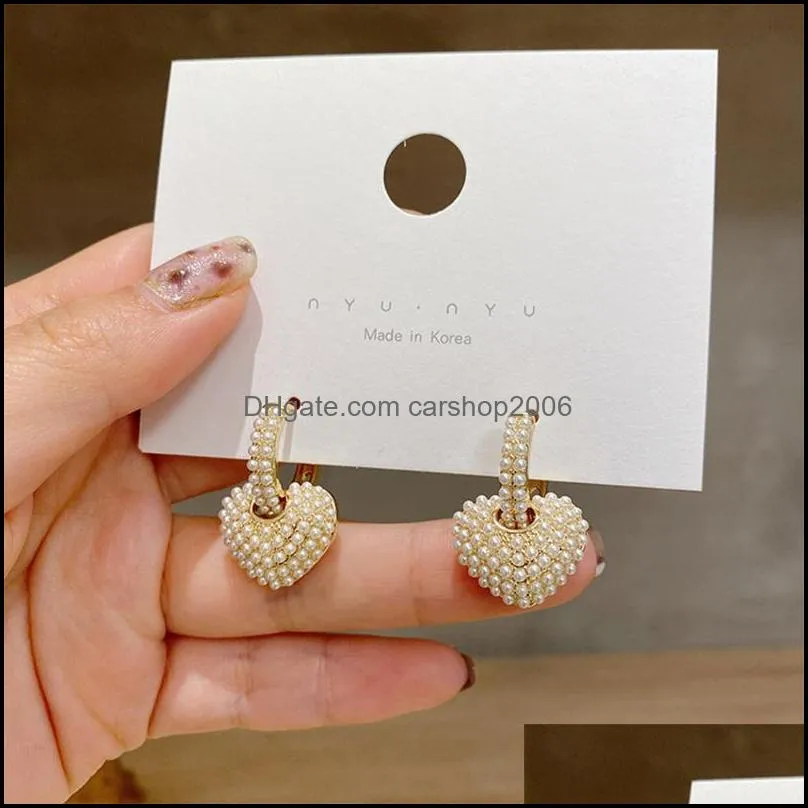 Pearl Hoop Earrings Removable Temperament Trendy Geometric Love Heart Two-wear Women Fashion Jewelry Accessories & Huggie