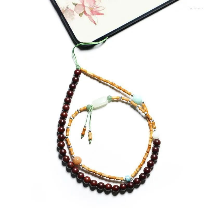 Beaded Strands Olive Stone Small Bamboo Joint Creative Mobile Hanging Rope Lobular Rosewood Men And Women Short With Phone ChainBeaded Lars2
