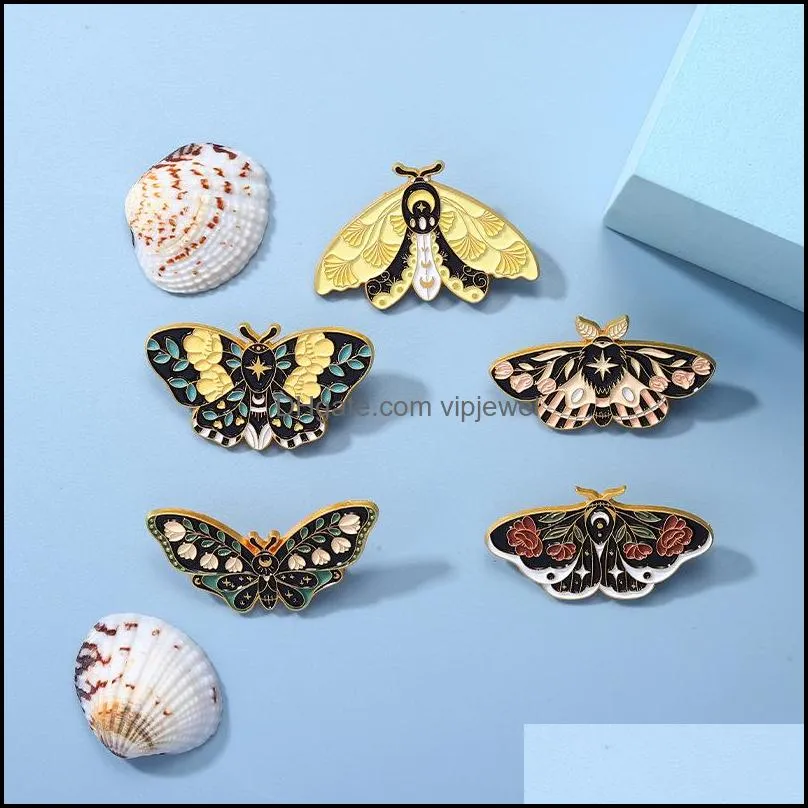 cartoon butterfly moth brooch unisex alloy animals series lapel pins flower leaf moon enamel corsage badges european backpack  clothes insect