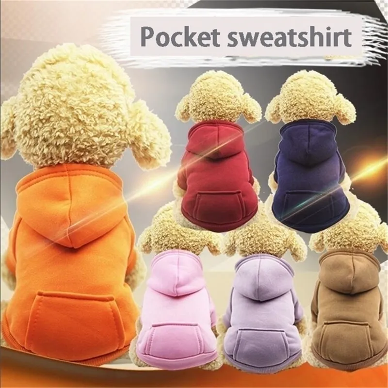 Düz renkli Polar Sweater Köpekler için Sıcak Serin Hoodie Yumuşak Köpek Pet Giysileri Sweatshirt Köpek Kostümü Y200917