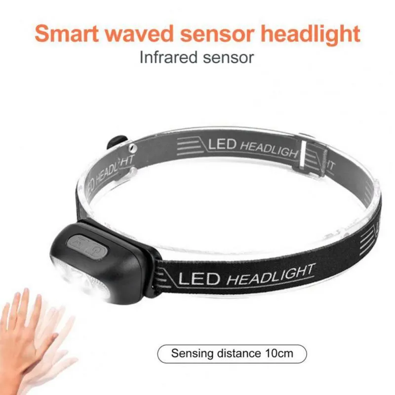 Strålkastare Body Motion Sensor 1000lm Mini LED -strålkastare med USB -uppladdningsbar strålkastare 2Modescamping Head Light Torch Lamp