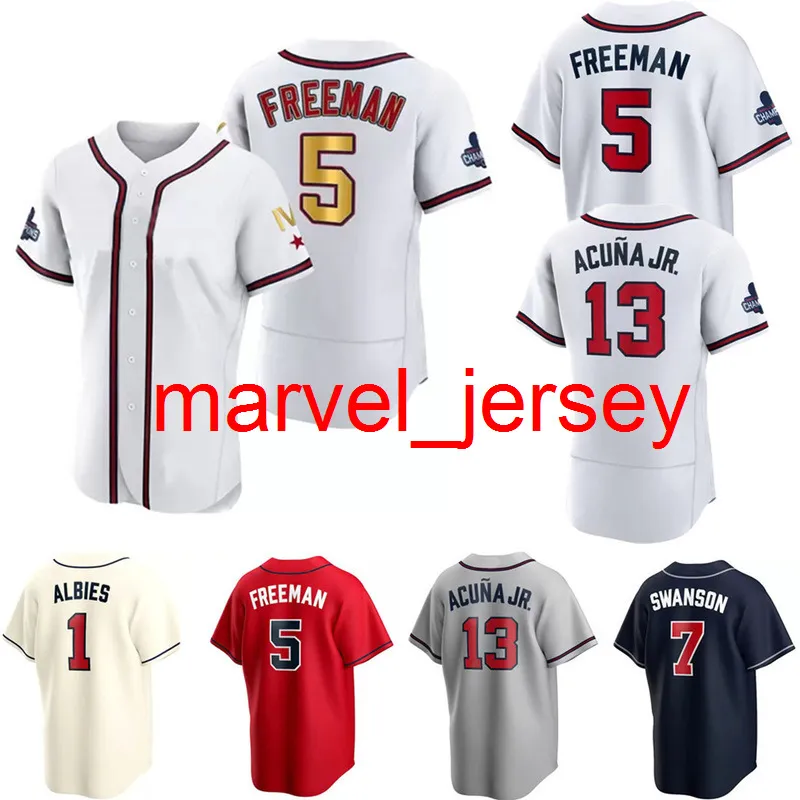 2021 2022 Ozzie Albies 13 Ronald Acuna Jr. Jerseys 5 Freddie Freeman 7 Dansby Swanson 27 أوستن رايلي 10 Bravee Jones 21 22 مخصص الرجال النساء