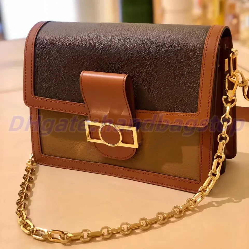 H￶gkvalitativ lyxig designer Totes crossbody axelv￤skor dauphine mini handv￤skor kvinnor m￤n ￤kta l￤der hobo messenger presentv￤ska kedja midja pochette rem