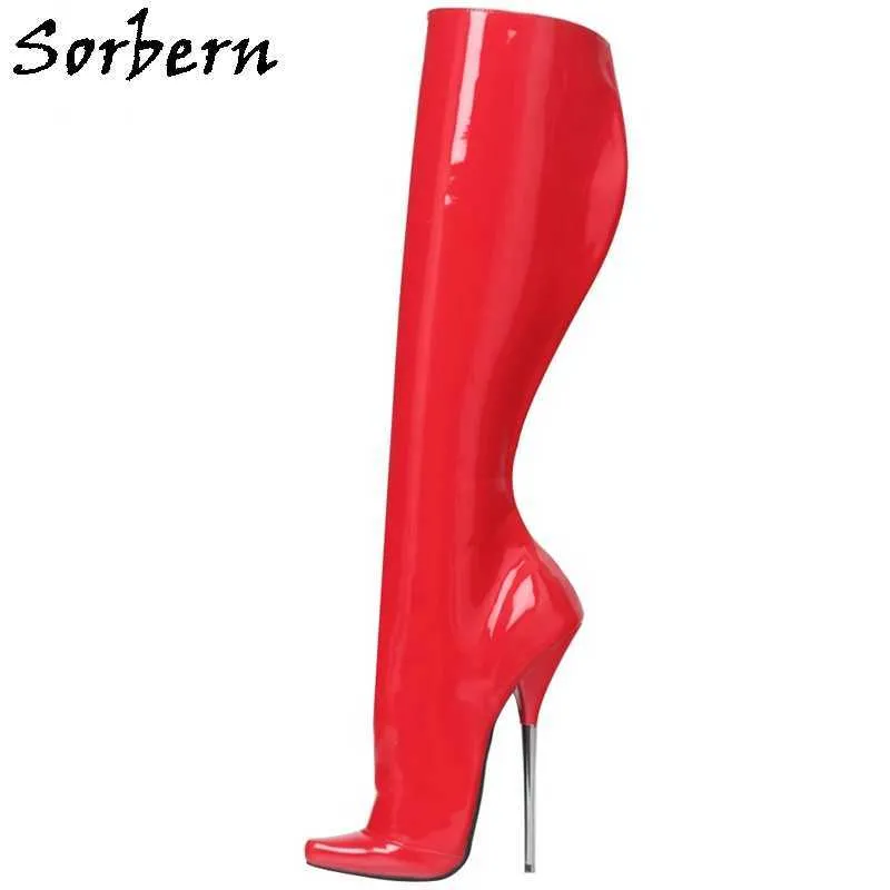 Red knee best sale high heels