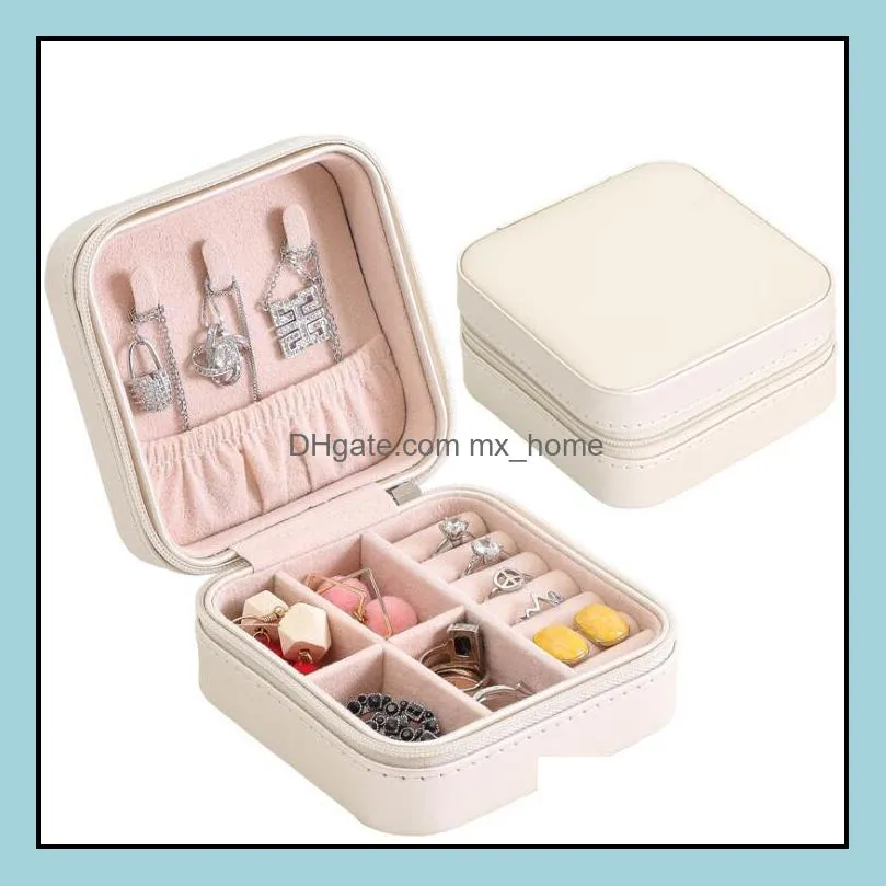 new storage box travel jewelry boxes organizer pu leather display storage case necklace earrings rings jewelry holder gift case boxes