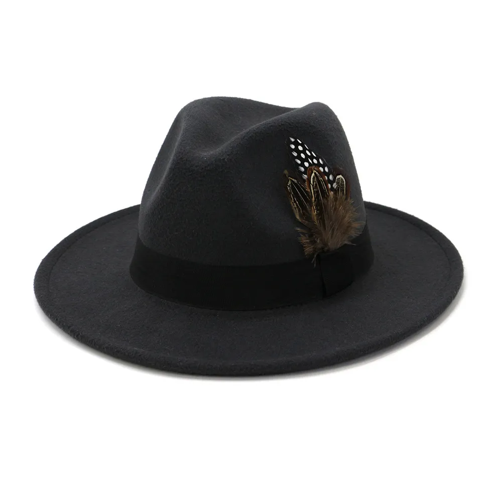 Elegant Fedora Hat Womens Feather Accent Wide Brim... From  display picture 3