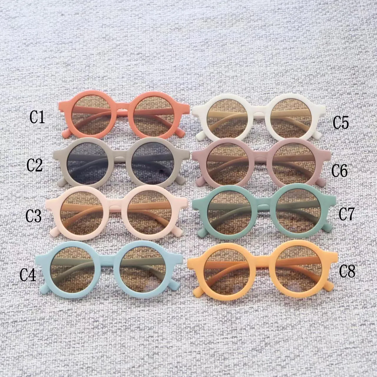 Beaux enfants rounds modernes lunettes de soleil purs couleurs fashion rond verres de soleil en gros