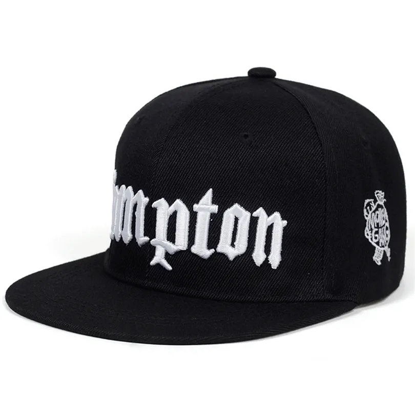 Toptan 2019 Yeni Compton Nakış Beyzbol Kapağı Hip Hop Kapakları Düz ​​Moda Spor Şapkası Unisex Ayarlanabilir Baba Şapkaları T200116