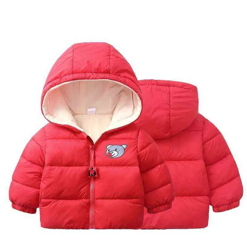 2021 Herfst Winter Hapleed Children Down Jackets Outerwear Baby Boys Girls Solid Snowsuit plus Velvet Warm Kids Top Jackets Kleding J220718