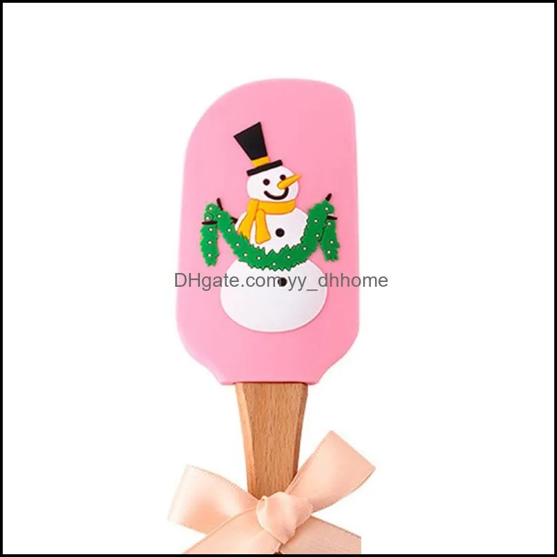 christmas silicone spatula cute santa claus cake batter scraper cake cream butter spatula mixing batter scraper brush baking tool dbc